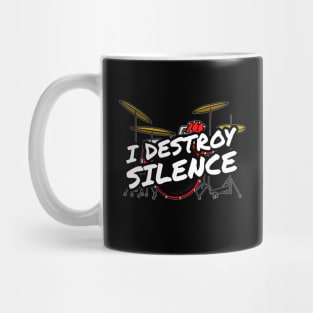 I Destroy Silence Drummer Funny (Red) Mug